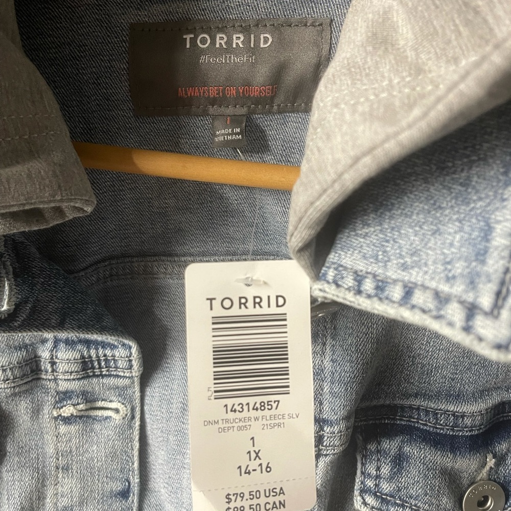 Torrid Denim Jacket with sweater sleeves NEW*